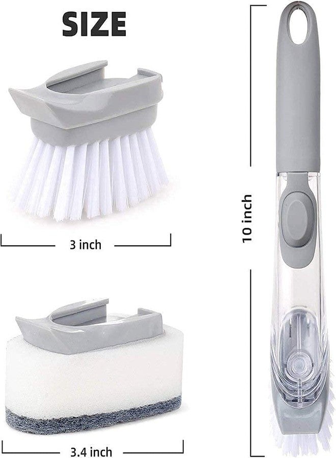 CRIYALE Automatic Soap Dispenser Sink Sponge Brush Liquid Washing Refill Long Dish Bowl Scrub Kitchen Vessels Dish Cleaning Scrubber (Pack of 1) - Image 2